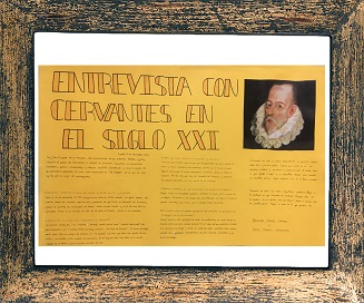 Cartel mini entrevista con Cervantes en el siglo XXI
